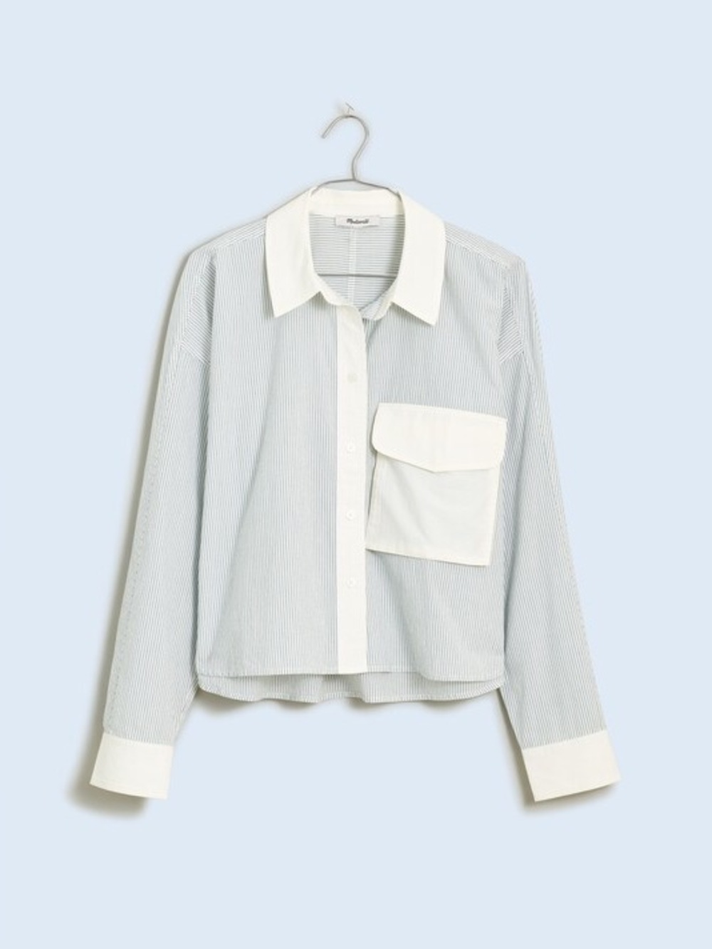 Madewell Flap-Pocket Crop Button-Up Shirt in Poplin - Picture 6 of 6